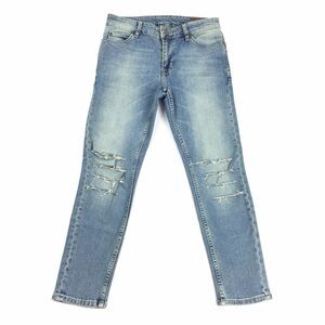 ASOS Ripped Skinny Leg Jeans Size 29 Womens Distressed Sliced Cropped Denim